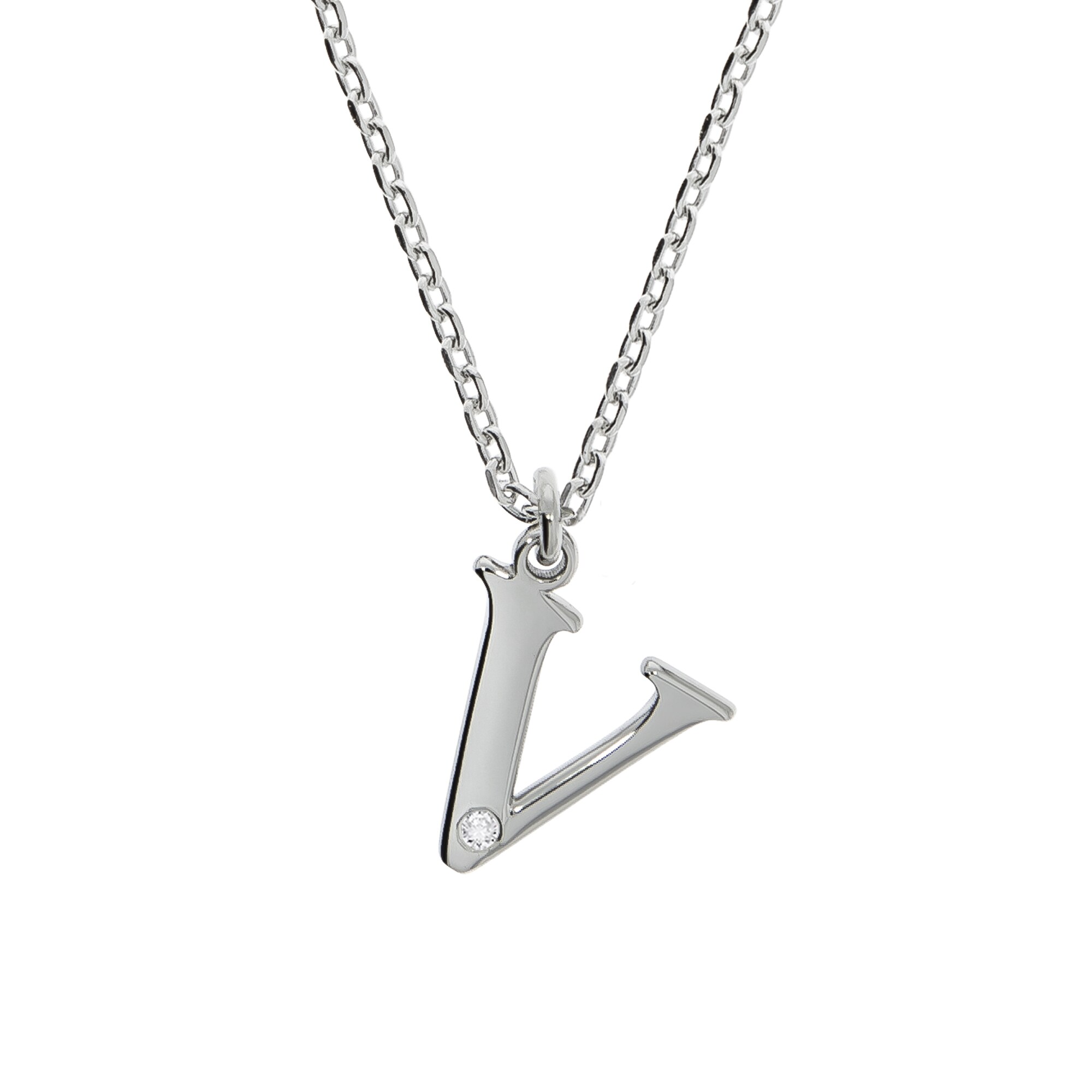 Diamonds by Ellen K. Halskette Silber 925 mit 1x Diamant 0,008ct. Buchstabe V