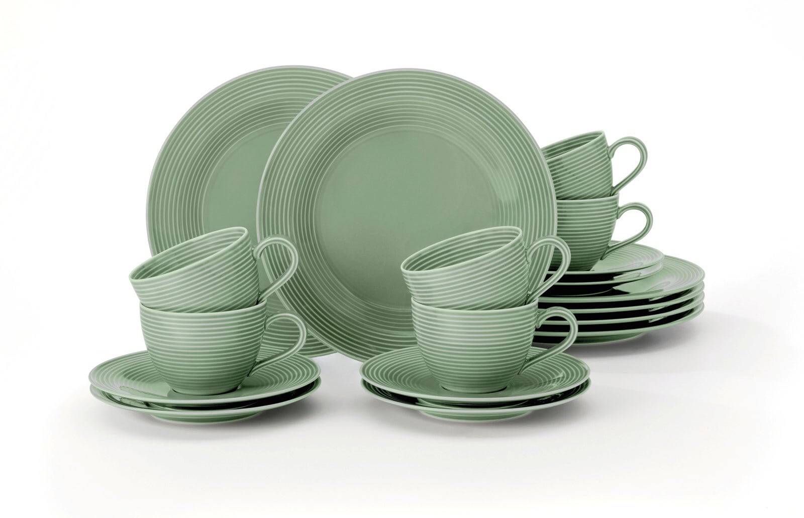 Seltmann Weiden Kaffeeservice BEAT COLOR GLAZE 18-teilig salbeigrün