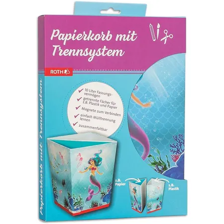 Roth Papierkorb Meerjungfrau, 10 Liter, eckig, 2 Fächer