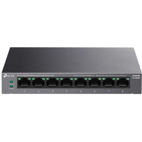 TP-Link Switch LS108GP 8 Portas LiteWave Gigabit Desktop PoE  - LS108GP