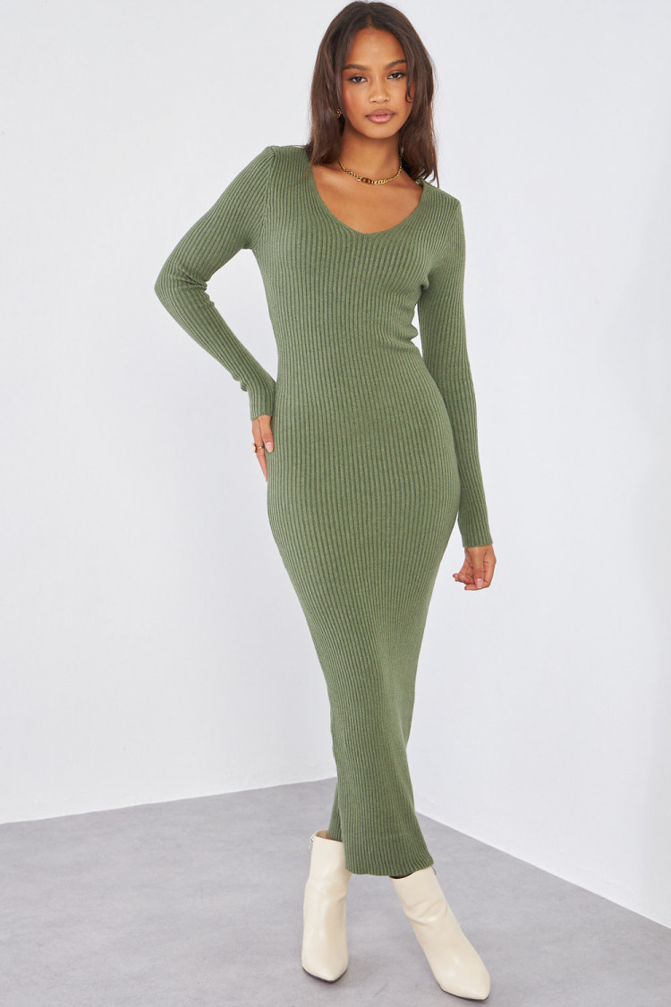 Robe longue kaki basic moulante