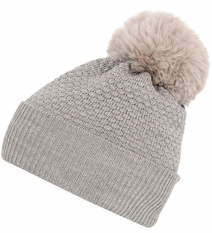 MP Mütze m. Bommel - Wolle - Oslo - Light Brown Melange