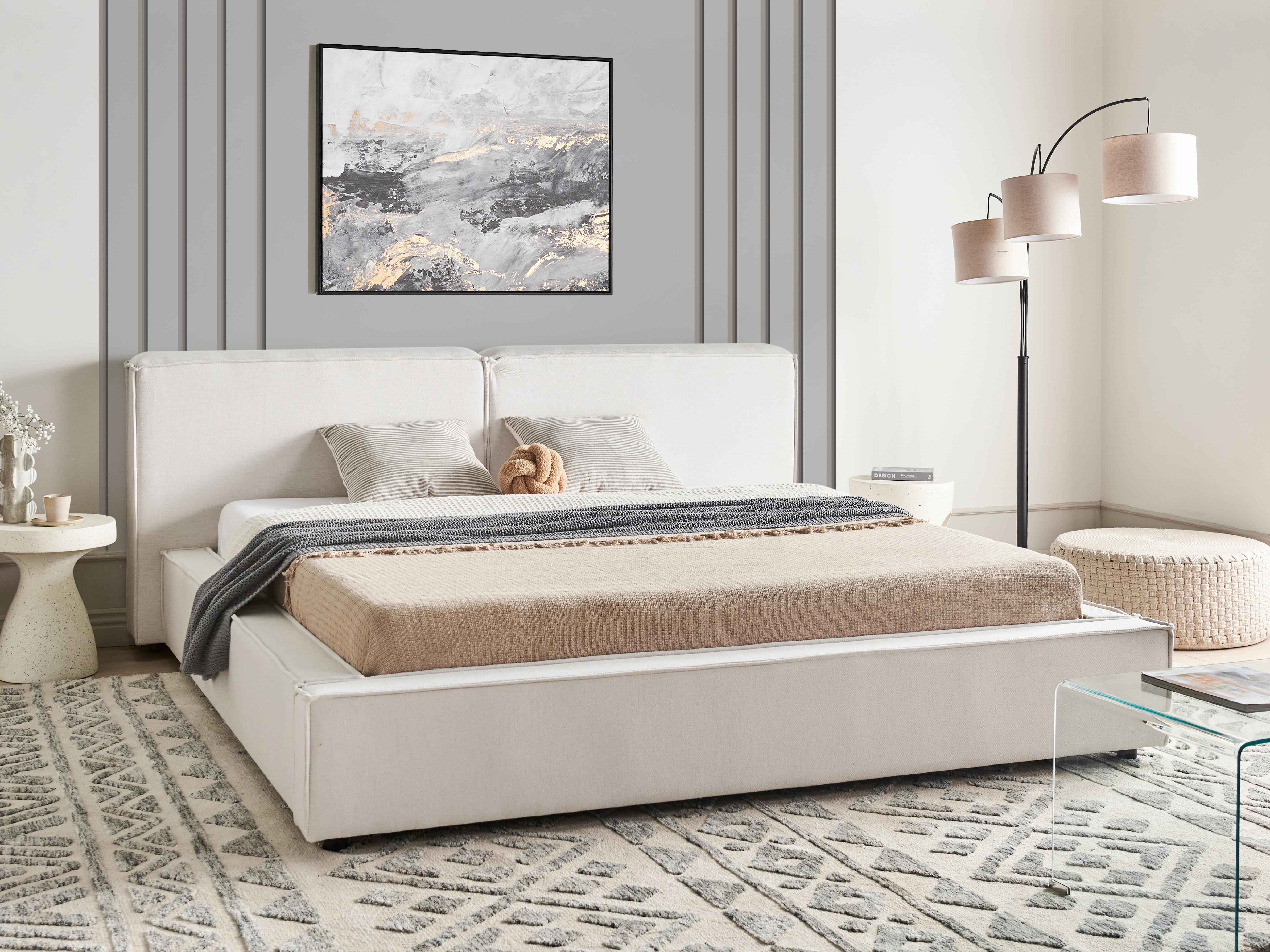 Bed Stof LINARDS 180 x 200 cm Gebroken wit