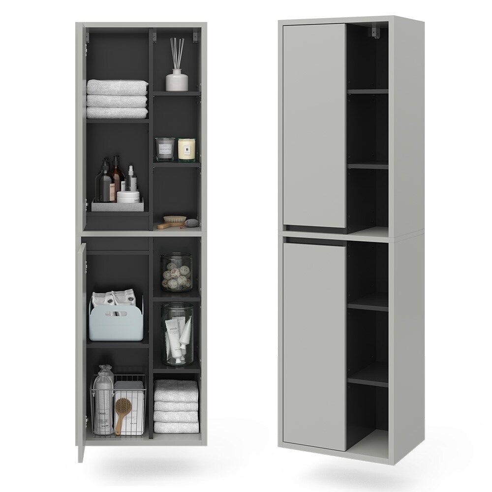 Vicco Hochschrank Badschrank Badezimmermöbel Viola Grau Anthrazit modern 50x170 cm Badkommode Badezimmer Schrank Badmöbel Schranktür Schrankfach
