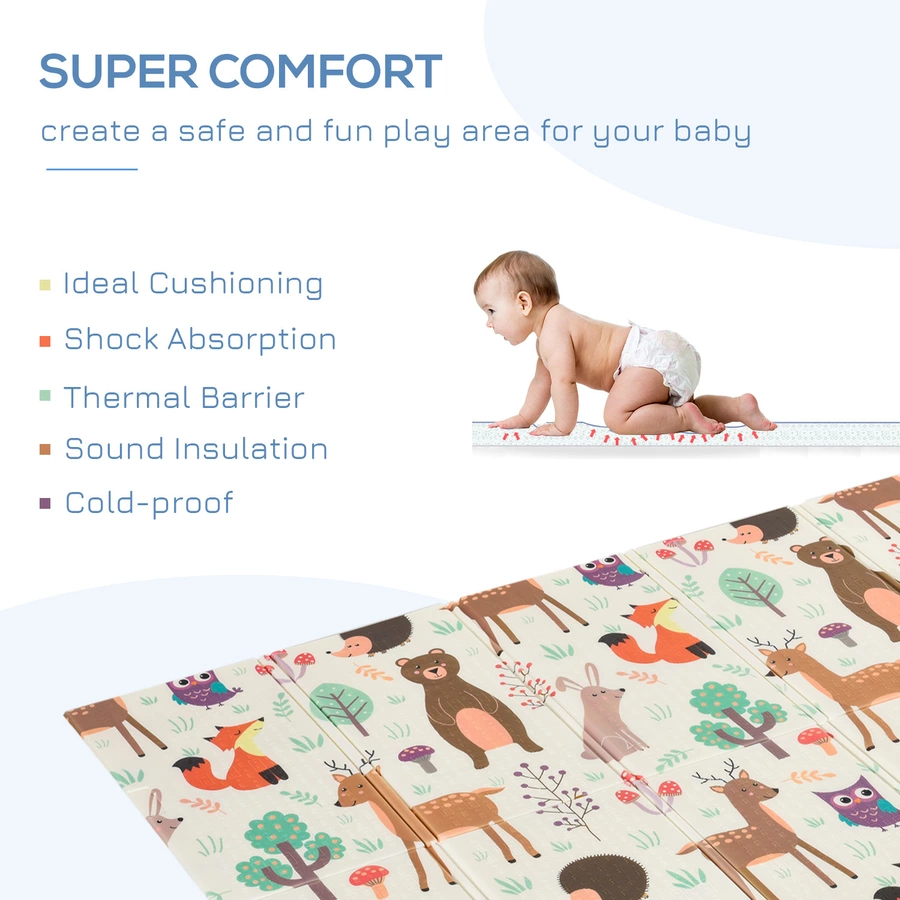 HOMCOM Kinderspielteppich mit 2 unterschiedlichen Designs, für Innen und Außen Mehrfarbig
