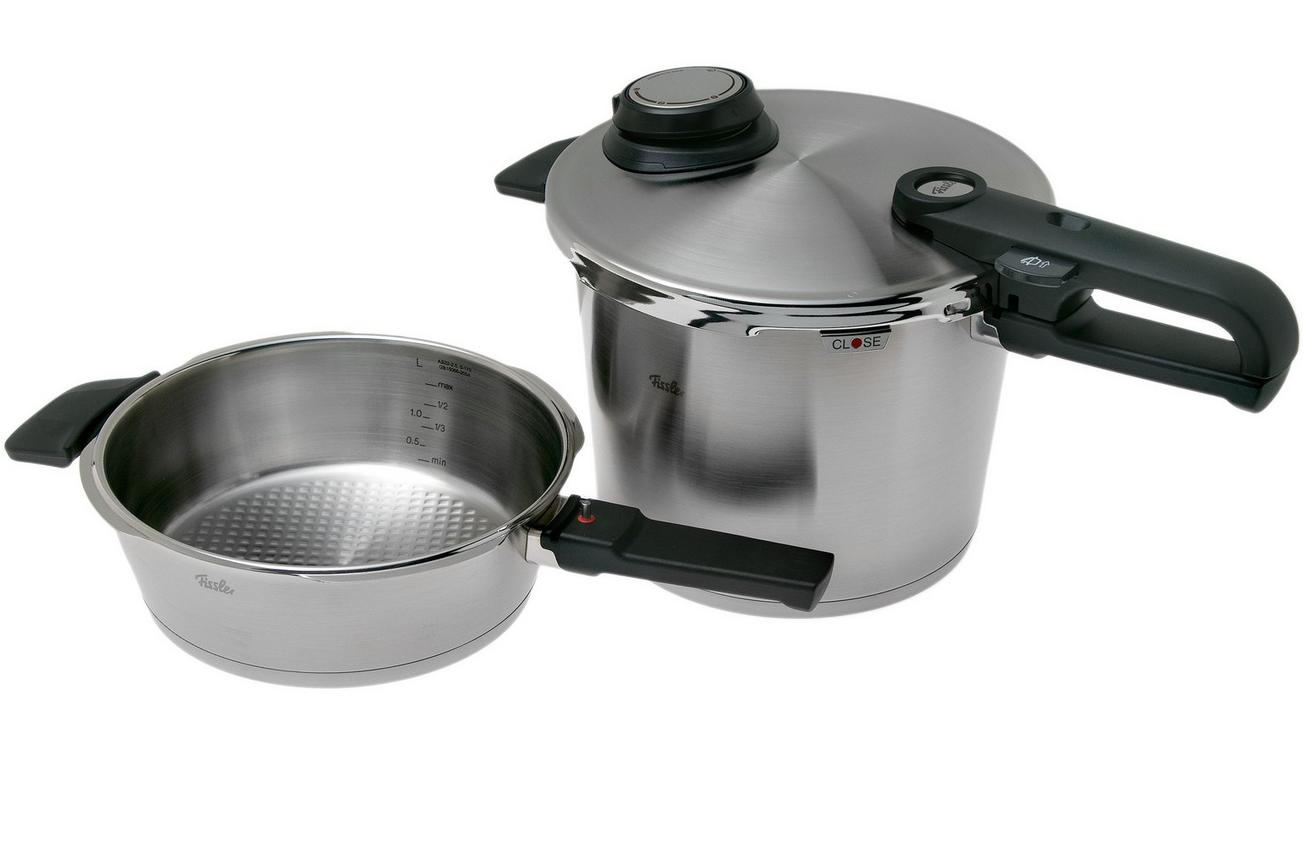 Fissler Vitavit Premium 622-412-12-070, 3-delige snelkookpan set met stoominzet