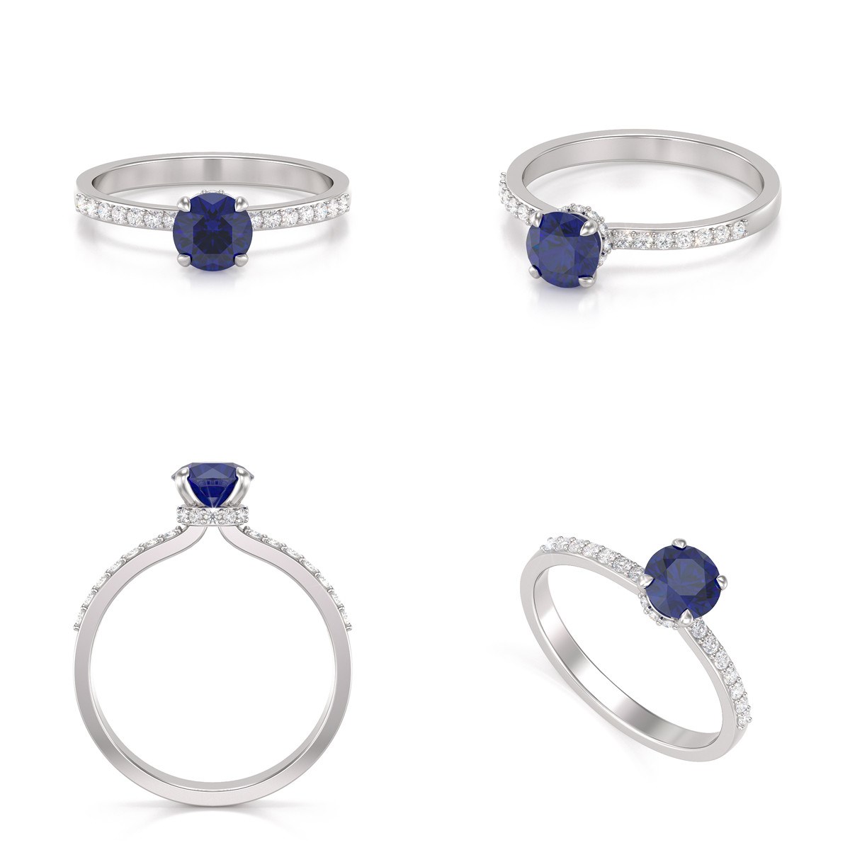 Bague ADEN Or 585 Blanc Saphir et diamants 2.4grs