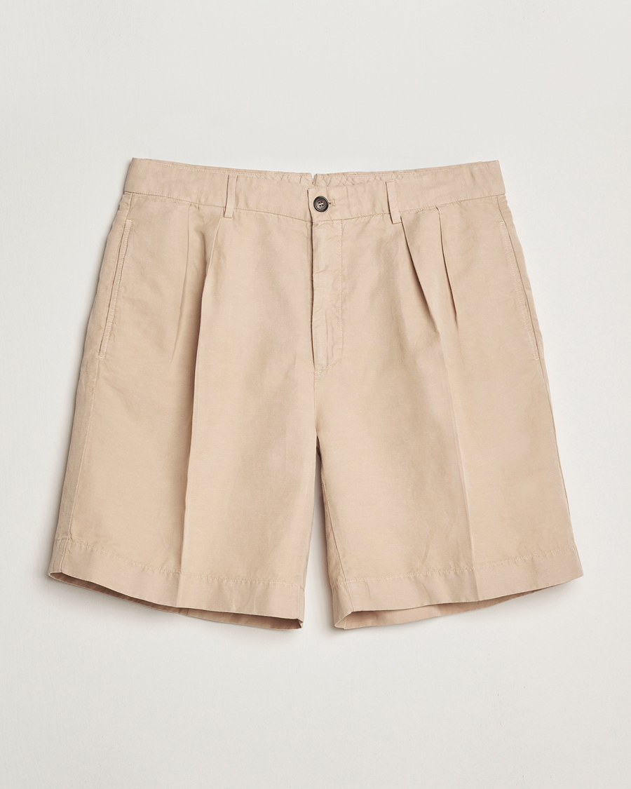Incotex Pleated Chinolino Shorts Beige