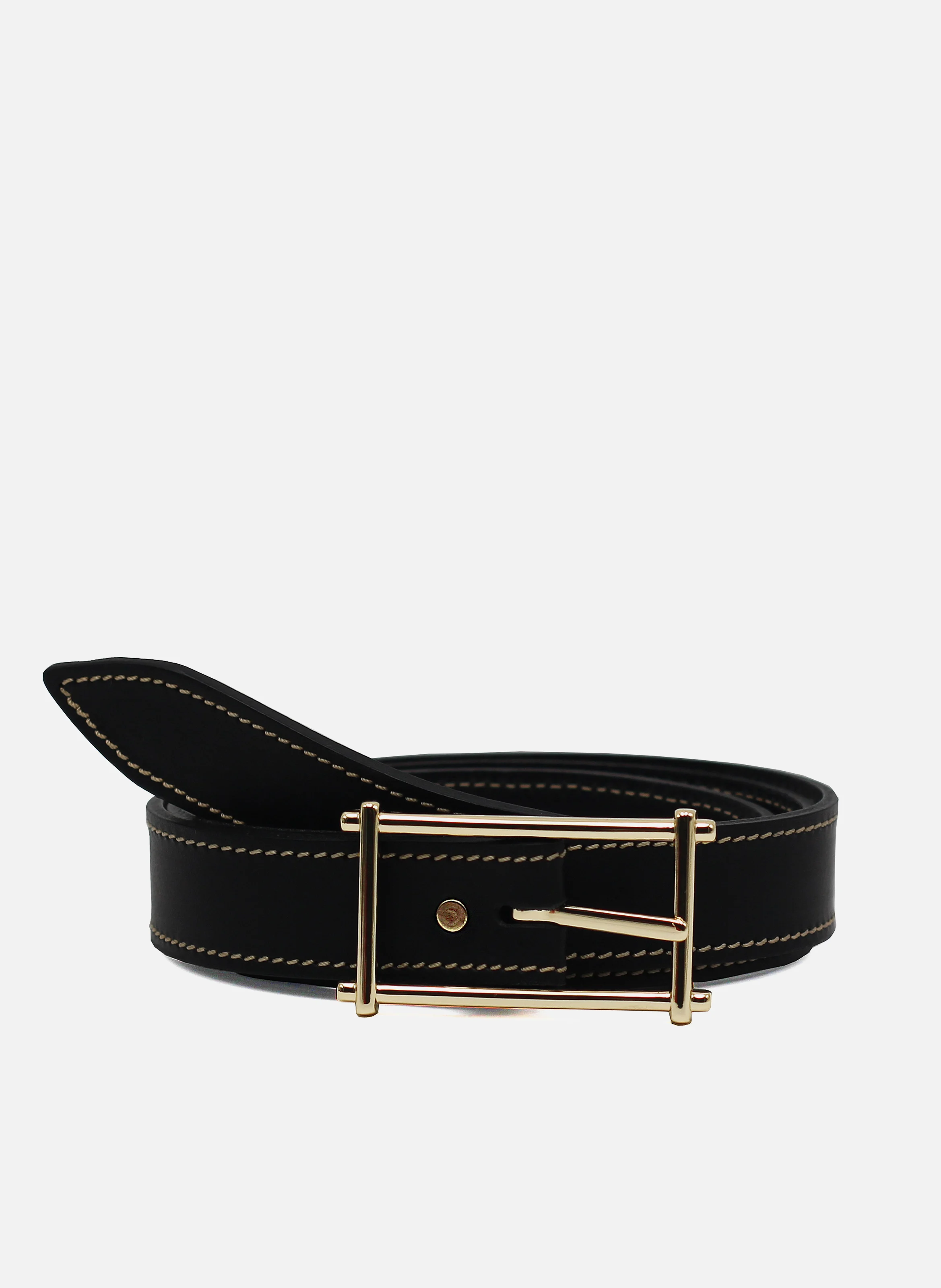 Ceinture vintage cuir daim cuir lisse | Noir