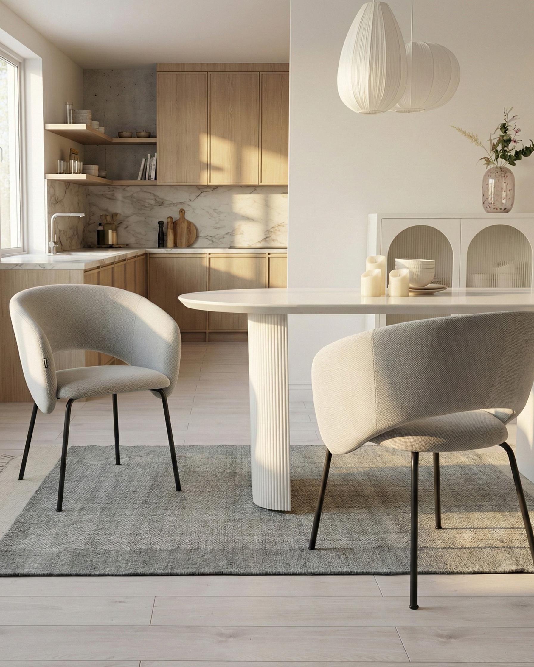 Set van 2 eetkamerstoelen BLAKELY Stof Gebroken wit