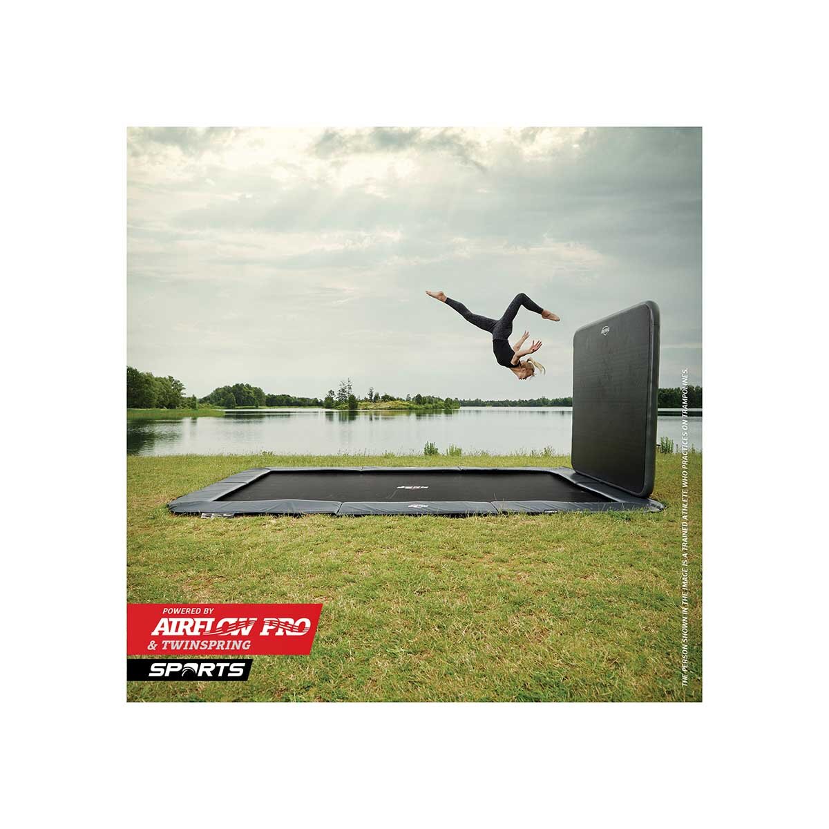 Bergtoys Berg Ultim Elite Trampolin FlatGround Grau 500 cm, Aerowall