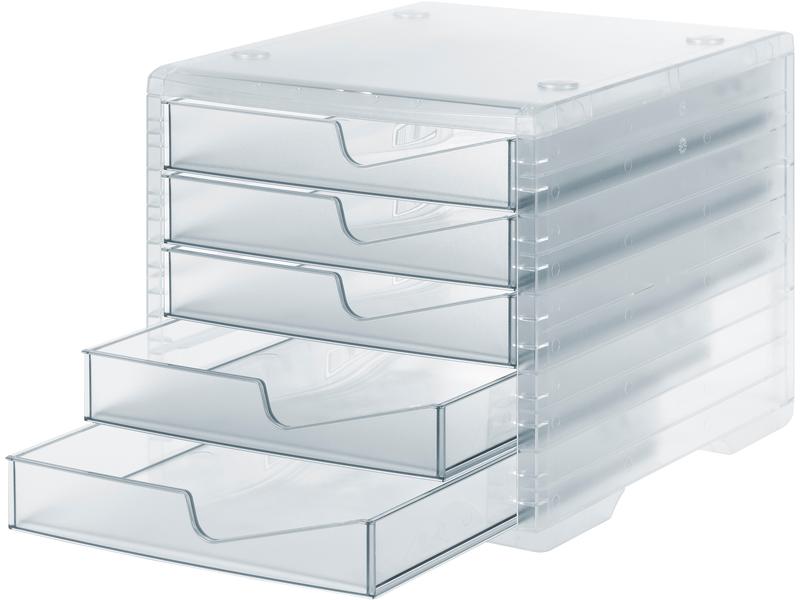 Styro Schubladenbox Styroswingbox light Transparent Schubladenbox mit 5 Schubladen
