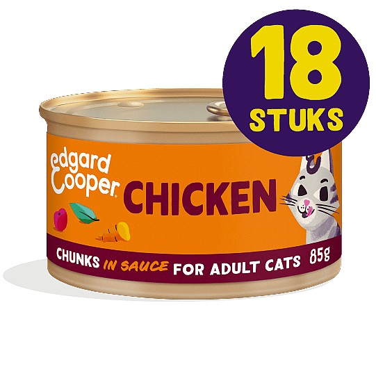 Edgard & Cooper Blikjes Kip Chunks Adult Kat 18 x 85 gram | 12552