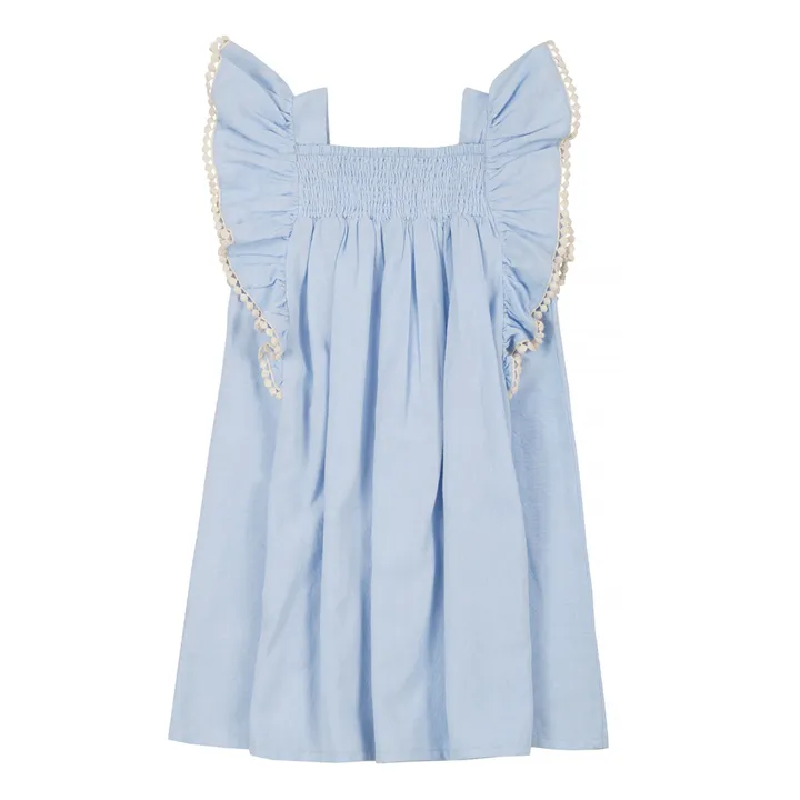 Louise Misha Robe Martine Brodée Unie | Bleu ciel