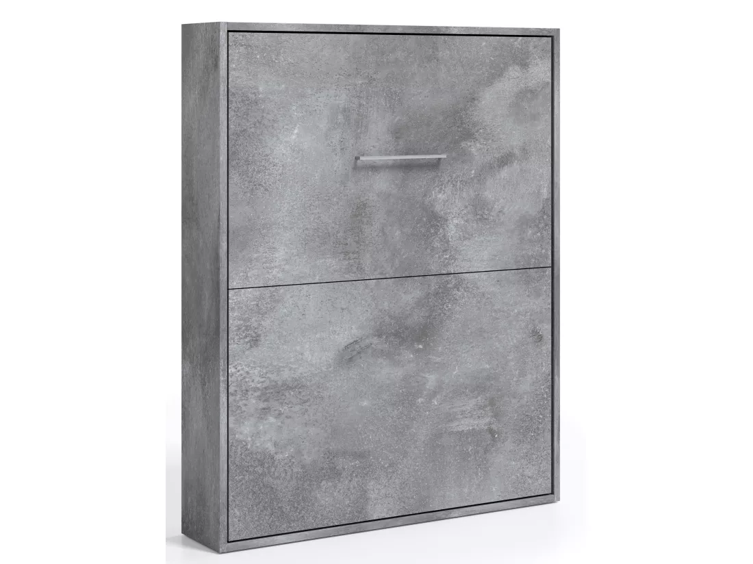 Lit escamotable vertical Banila-Couleur Gris ciment-140x190