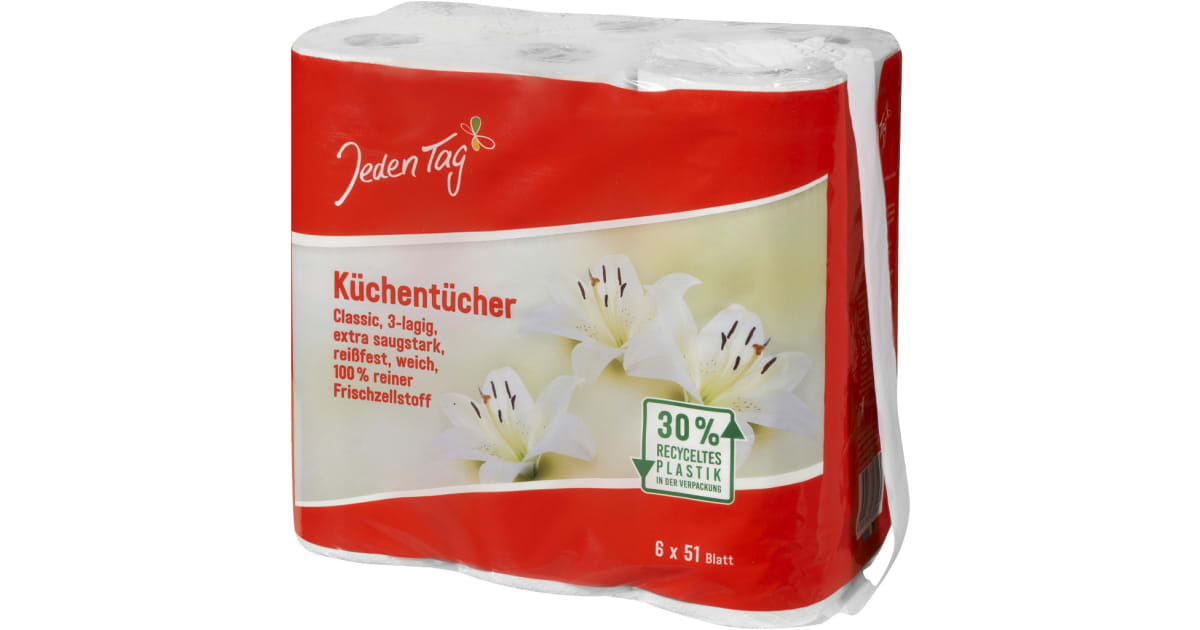 Jeden Tag Küchentücher 6x 51 Blatt 3-lagig