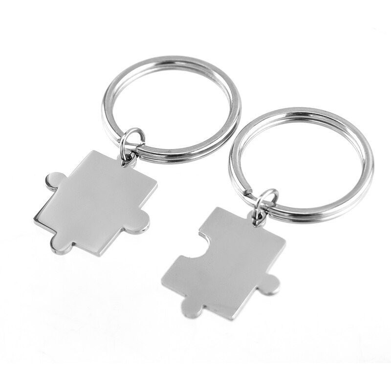 Porte-clés puzzle lot de 2 amitié couple acier