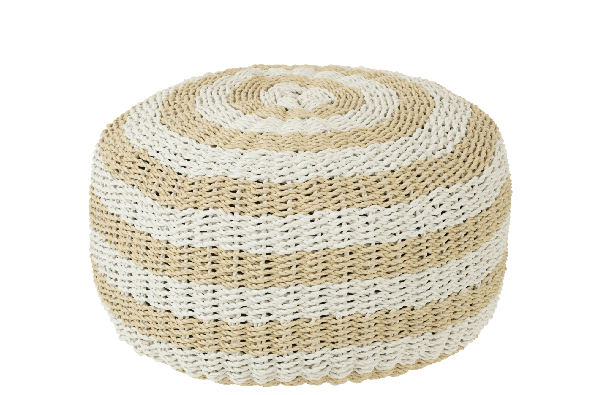 Pouf Roundabout gestreept wit naturel