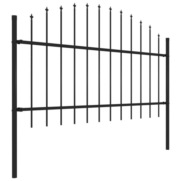 vidaXL Hagegjerde med spydtopp stål (1-1,25)x13,6 m svart
