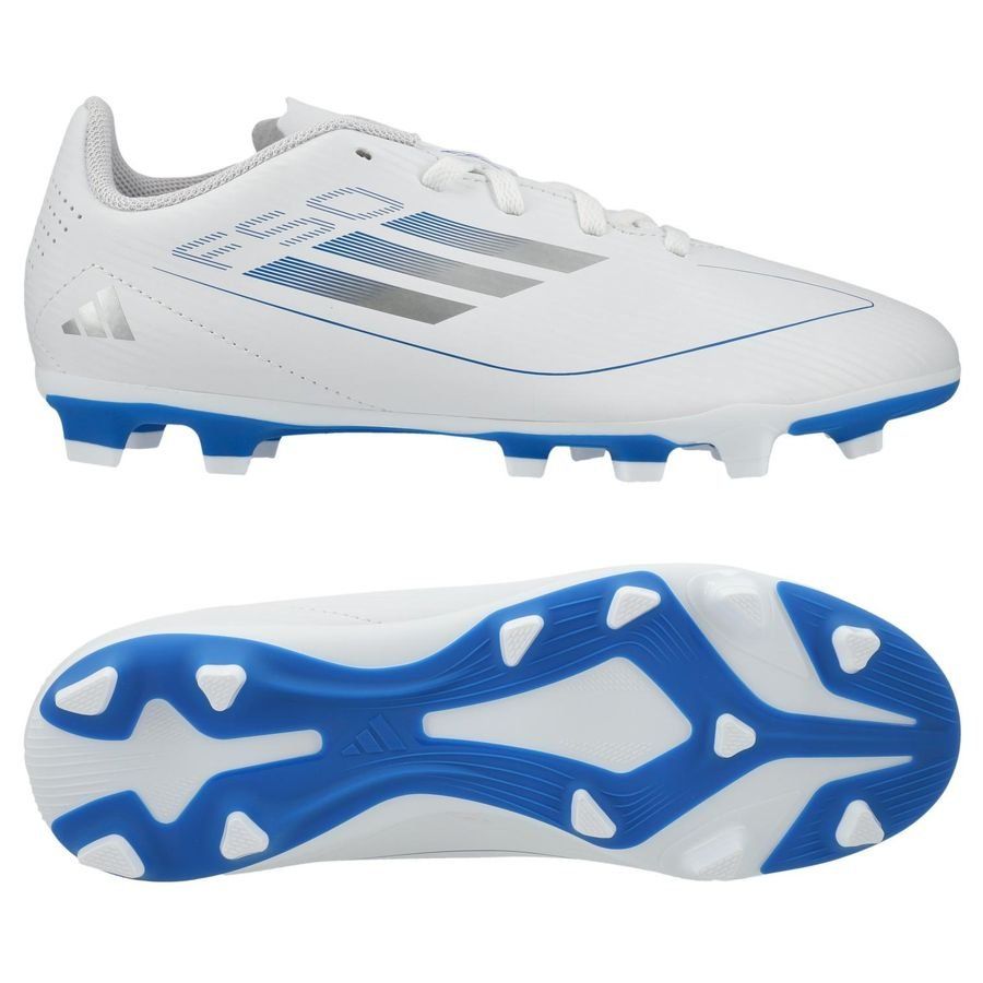 adidas F50 Club FxG Polar Victory - Blanc/Argenté/Bleu Enfant