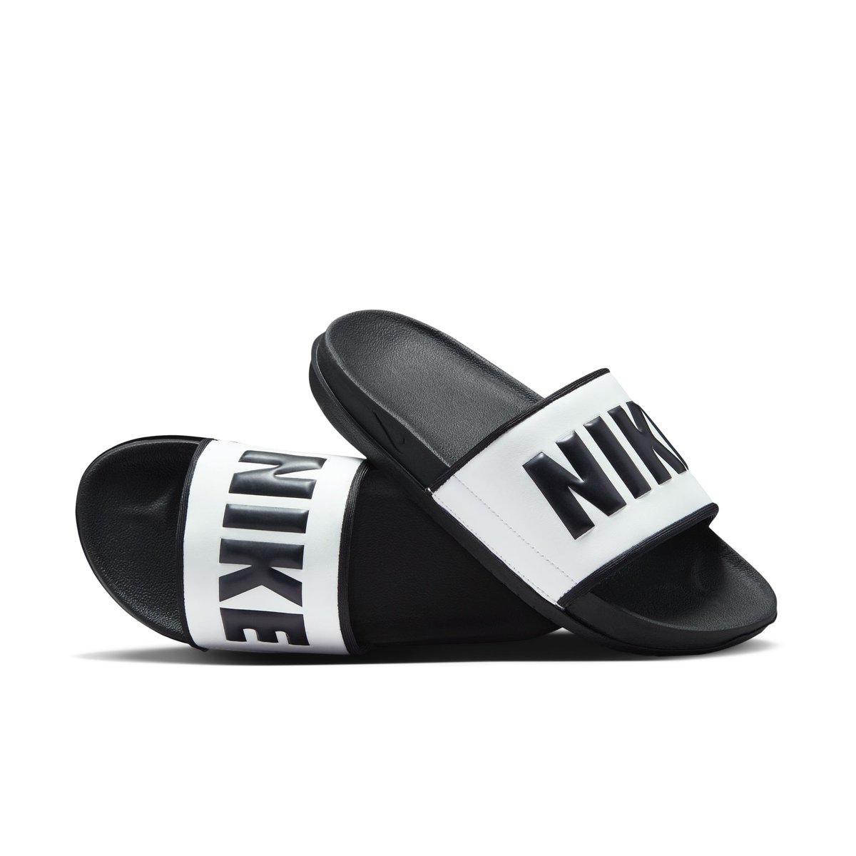 NIKE-Offcourt-Sandales athlétiques à glissière - Talon plat - Blanc/Noir