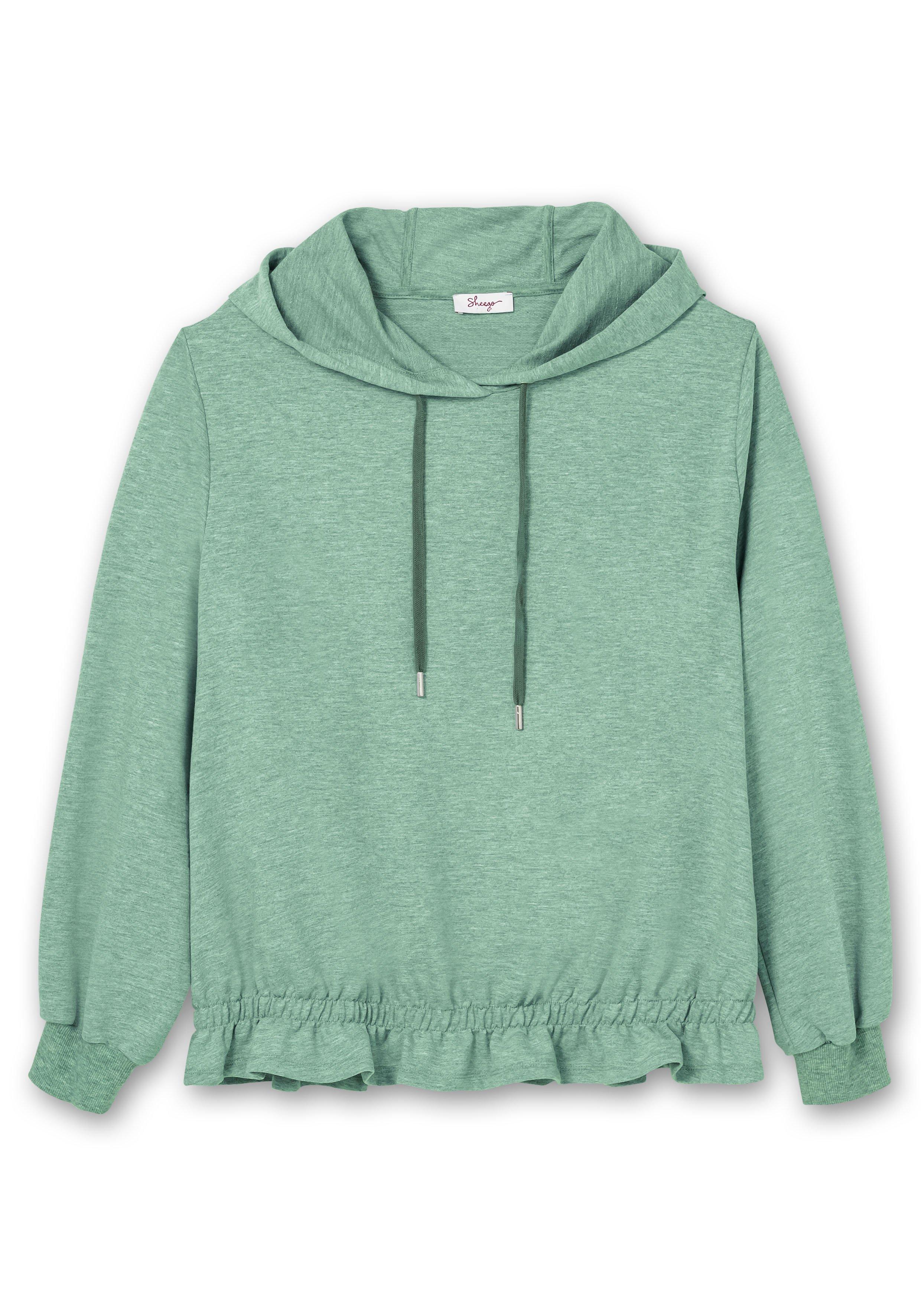Sweatshirt mit Kapuze und Rüsche am Saum