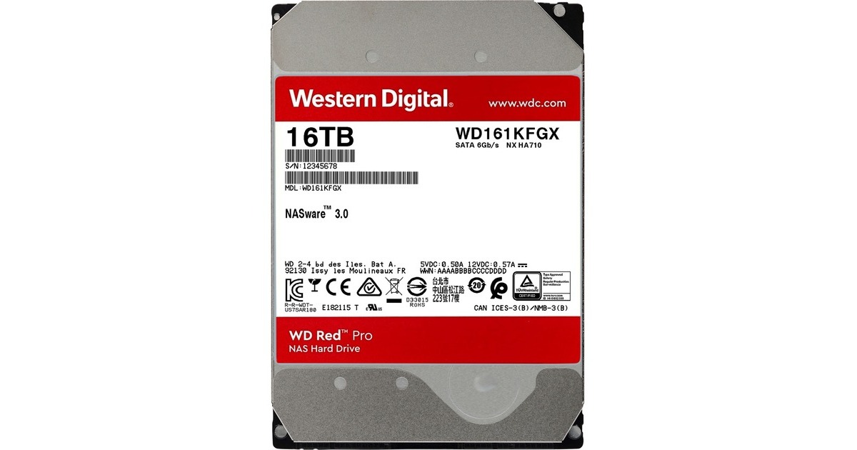 WDRed Pro, 16 TB harde schijf  (WD161KFGX, SATA 600, 24/7, AF)