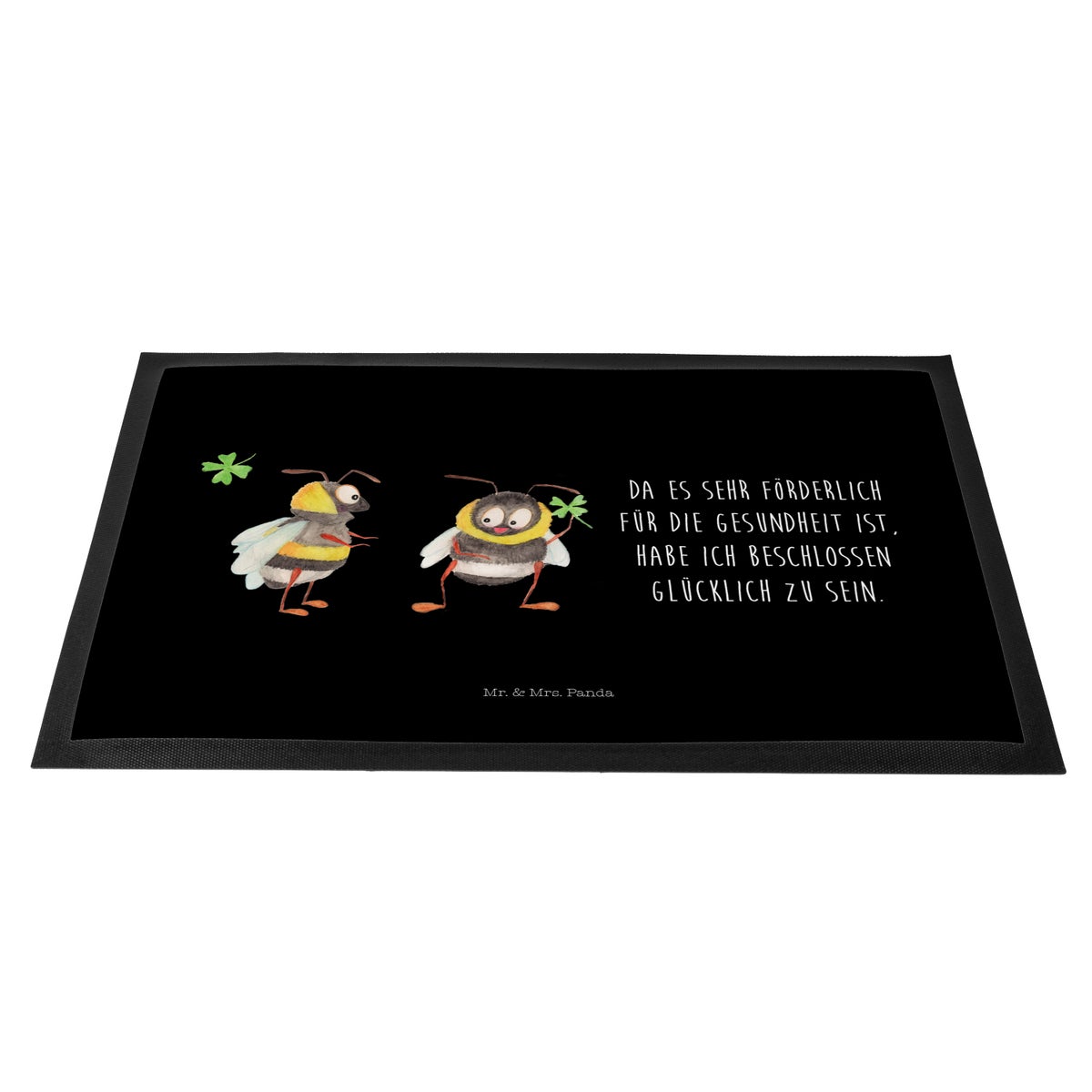 Mr. & Mrs. Panda 40 x 60 cm Deurmat Bumblebees Klaverblad - Zwart