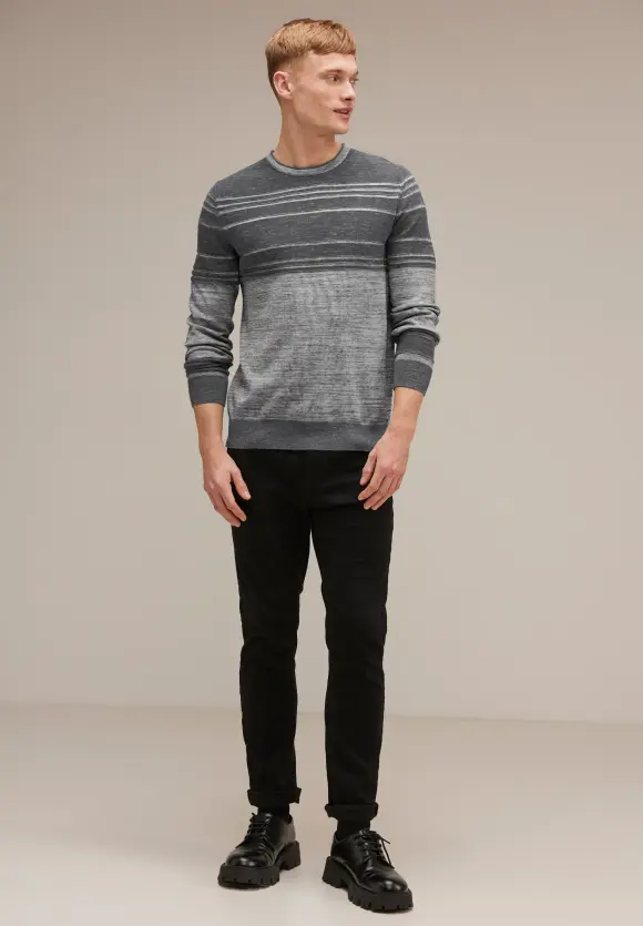 Zweifarbiger Strickpullover - stone grey melange