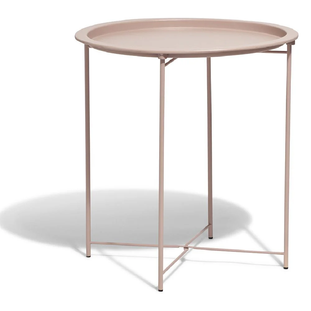 Bout de canapé rond gamme Maddy métal rose poudré
