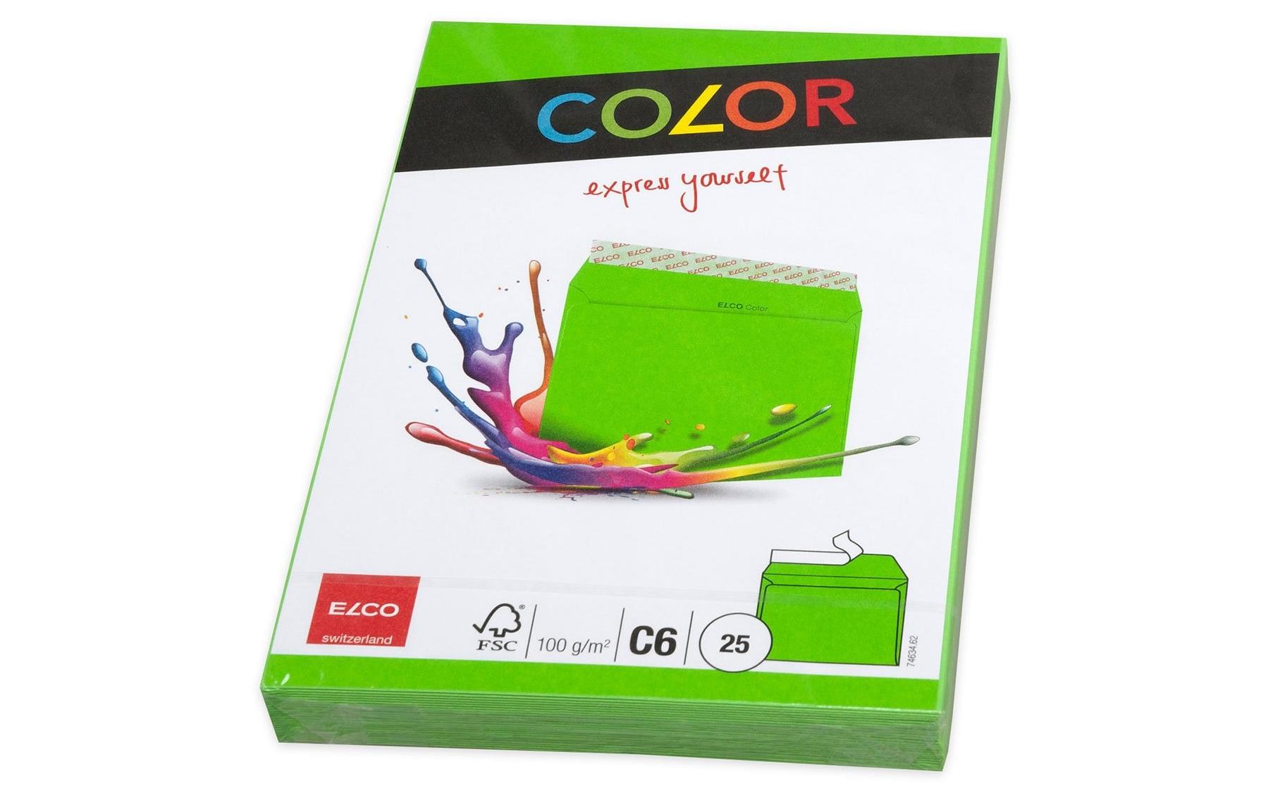 Couvert Color C6, Keine Fenster, 25 Stück, GrünFarbige Briefumschläge von Elco