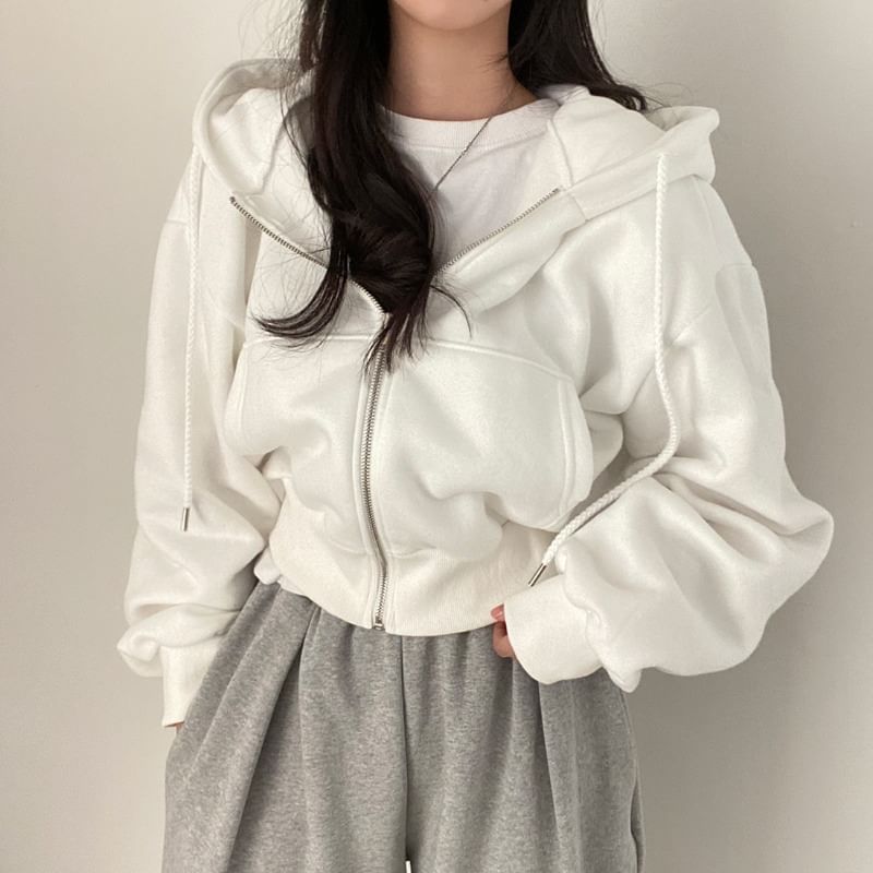 Bubapop - Effen cropped hoodie met rits