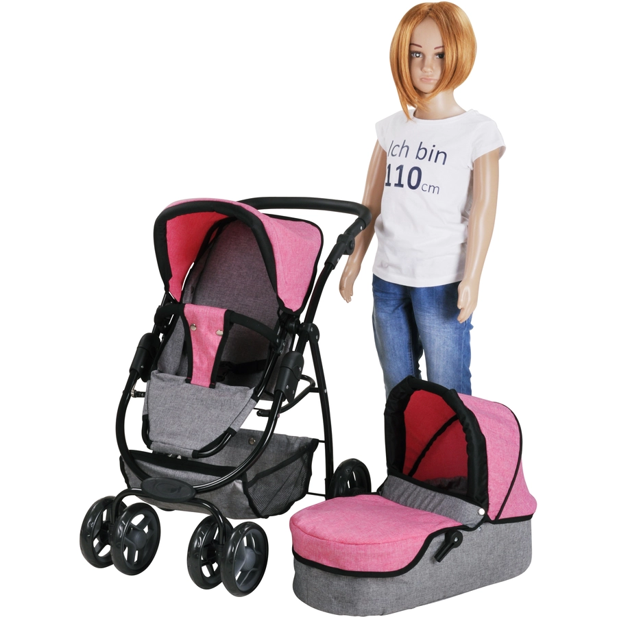 knorr toys® Puppenwagen Coco - jeans grey grau