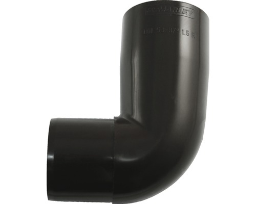 Marley ronde kunststof afvoerbocht, 87 graden, chocoladebruin RAL 8017, nominale breedte 53 mm