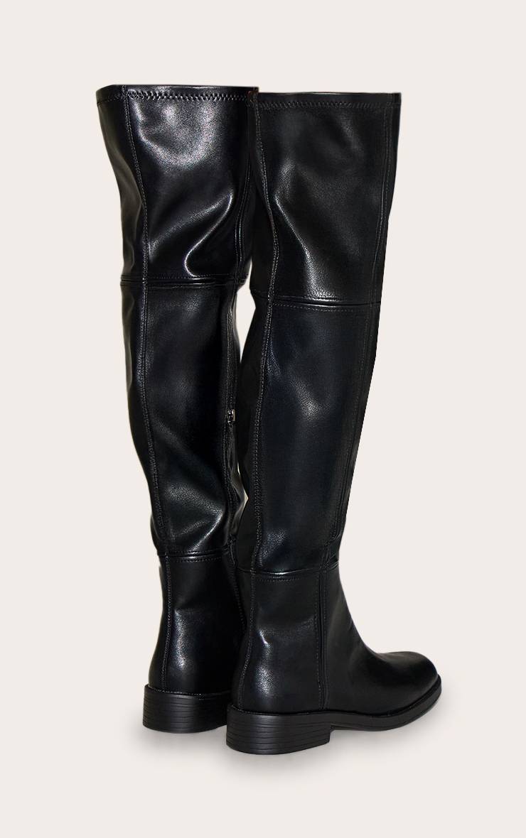 Noir Botte Haute Cavalière À Bout Rond En SYNTHÉTIQUE
