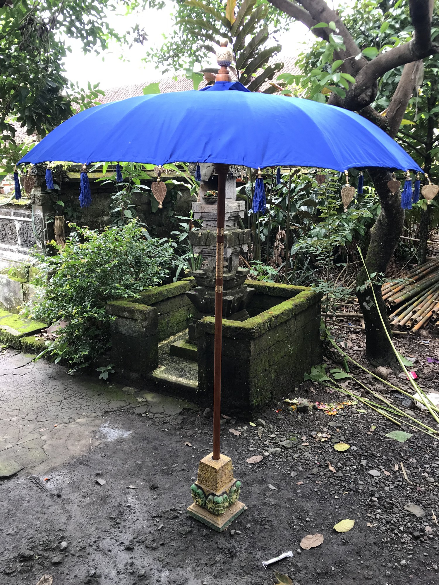 Balischirm mit Troddeln, blau, Ø 185 cm, H 210 cm günstig bestellen