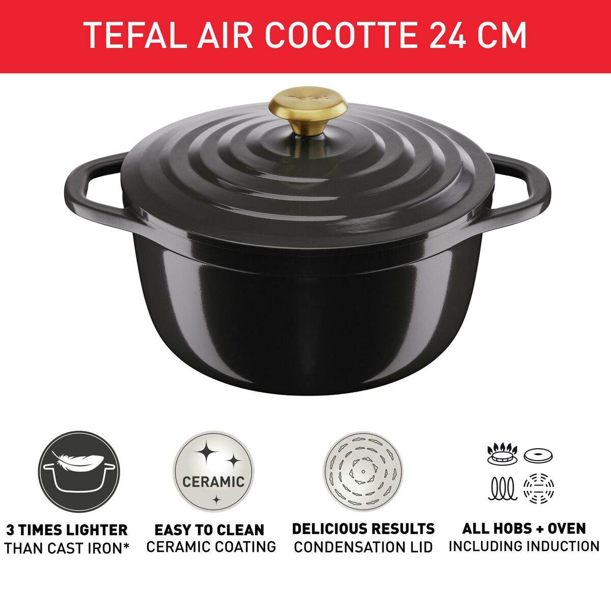 Air gryte, 4,7 liter, 24 cm, grå