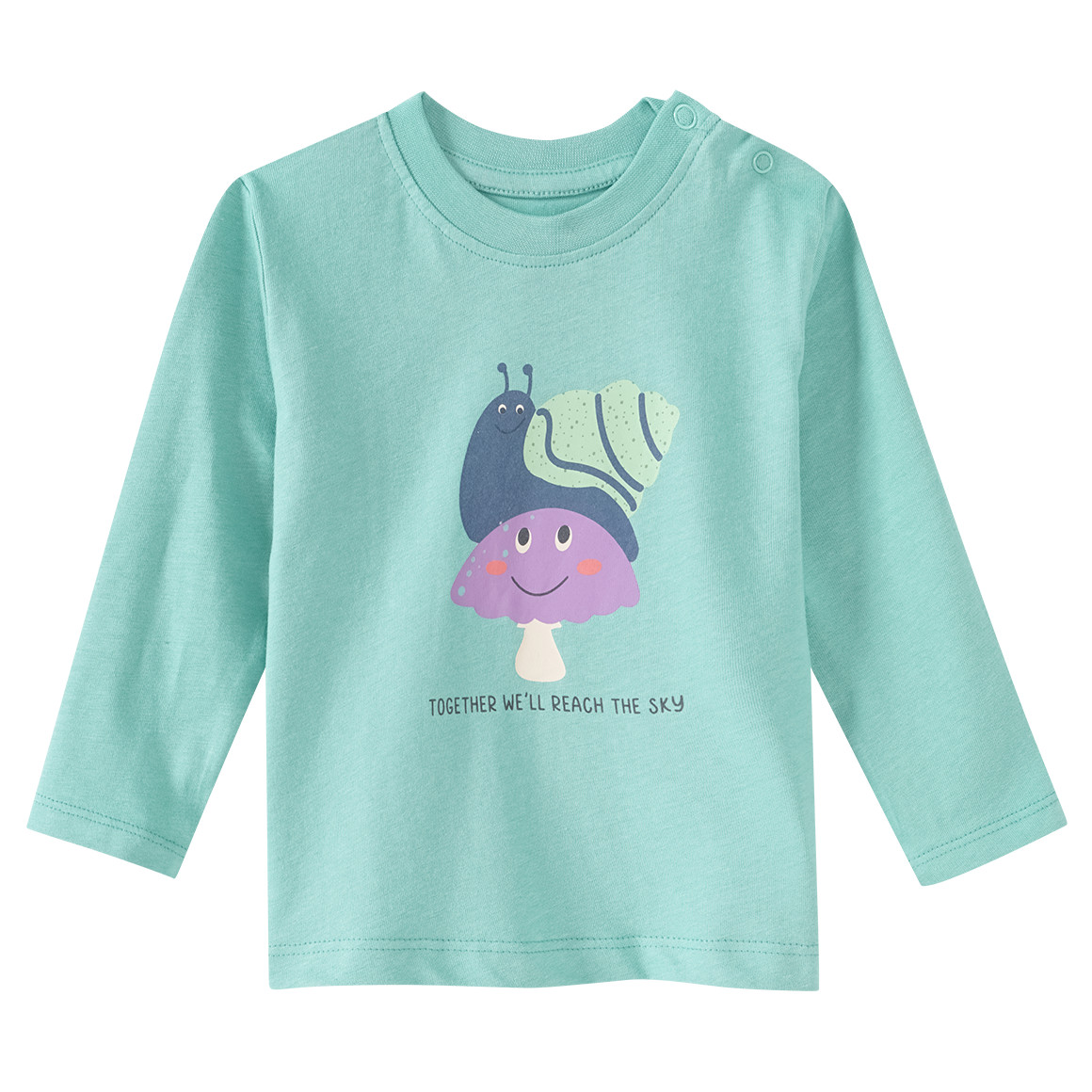 Topomini 2 Baby Langarmshirts aus Bio-Baumwolle helltürkis / creme
