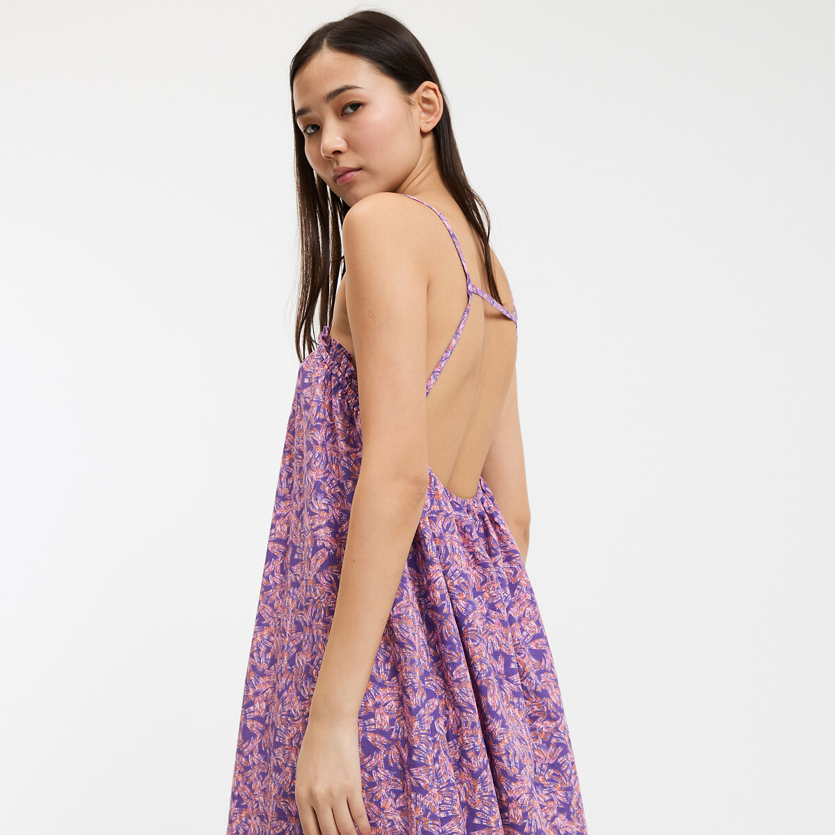 COLEÇÕES LA REDOUTE<br>Vestido evasê, estampa floral, alças finas
