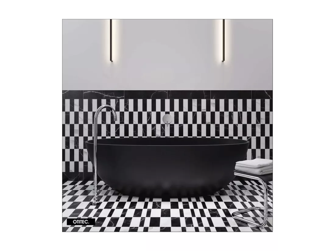 Baignoire Îlot - 175 x 78 cm - SHELL - NOIR MAT - avec SIPHON INCLUS