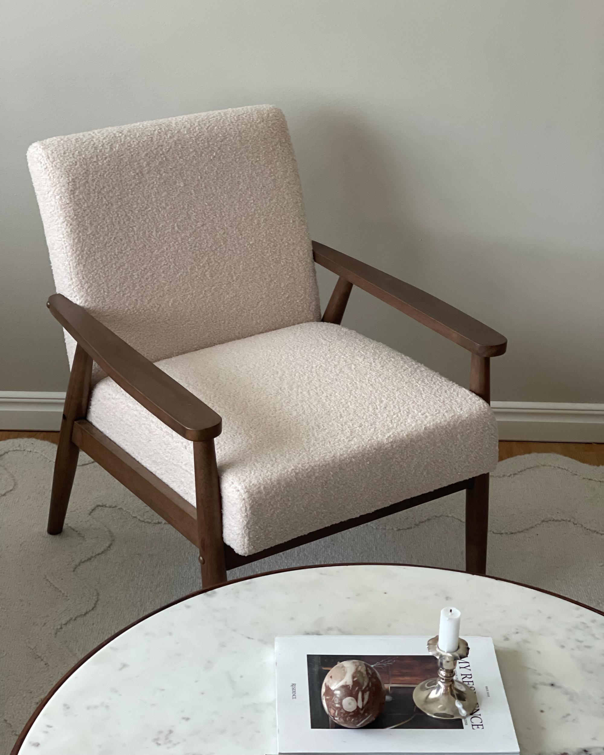 Fauteuil ESRUM Bouclé Donkerbruin/beige