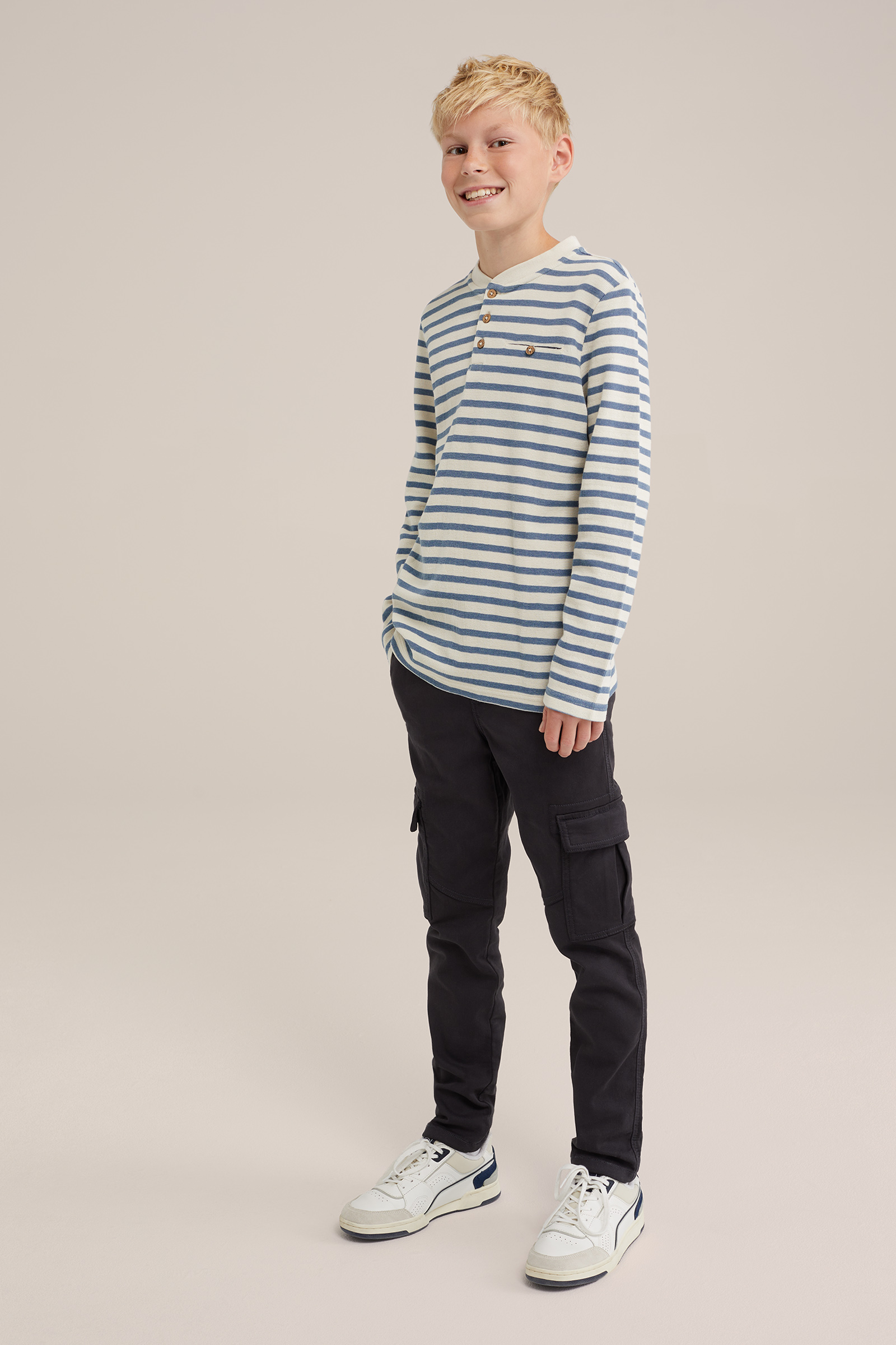 Jongens slim fit cargobroek WE Fashion Donkergrijs