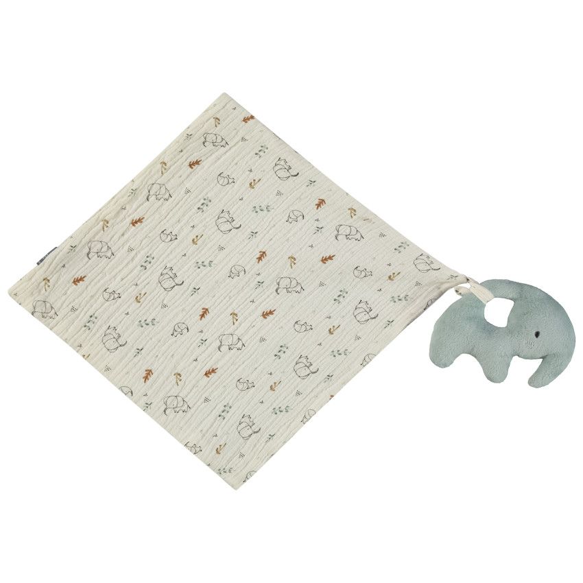 Doudou mouchoir éléphant pour bébé garçon - Ecru