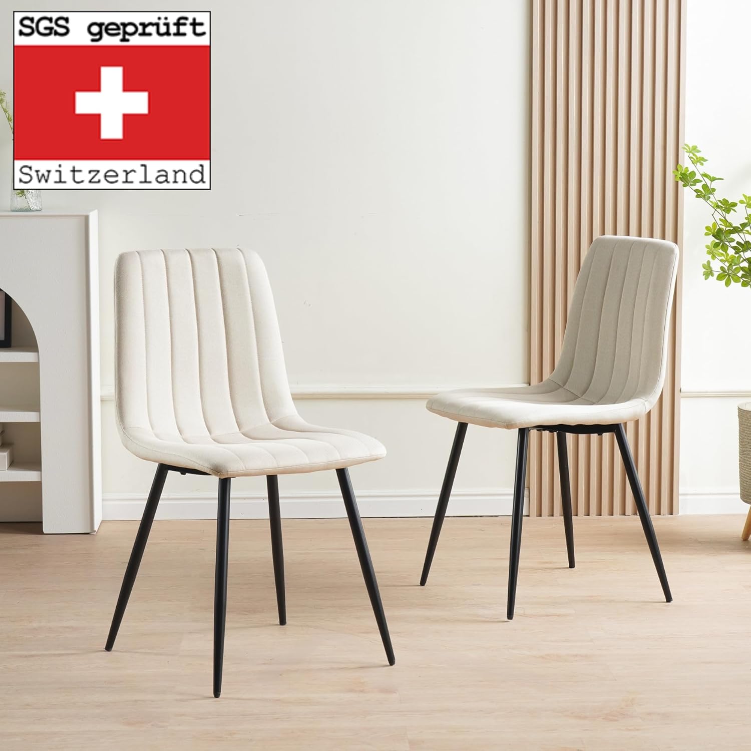 Albatros Esszimmerstuhl Garda mit Stoff Bezug, 4er Set Beige, stilvolles Vintage Design, belastbar mit 110Kg, Polsterstuhl - Moderner Küchenstuhl, Stuhl Esszimmer oder Esstisch Stuhl