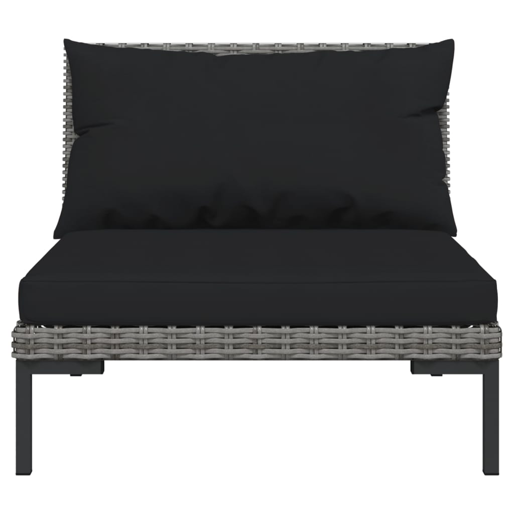 Salon de jardin meuble d'extérieur ensemble de mobilier 12 pièces avec coussins résine tressée gris foncé