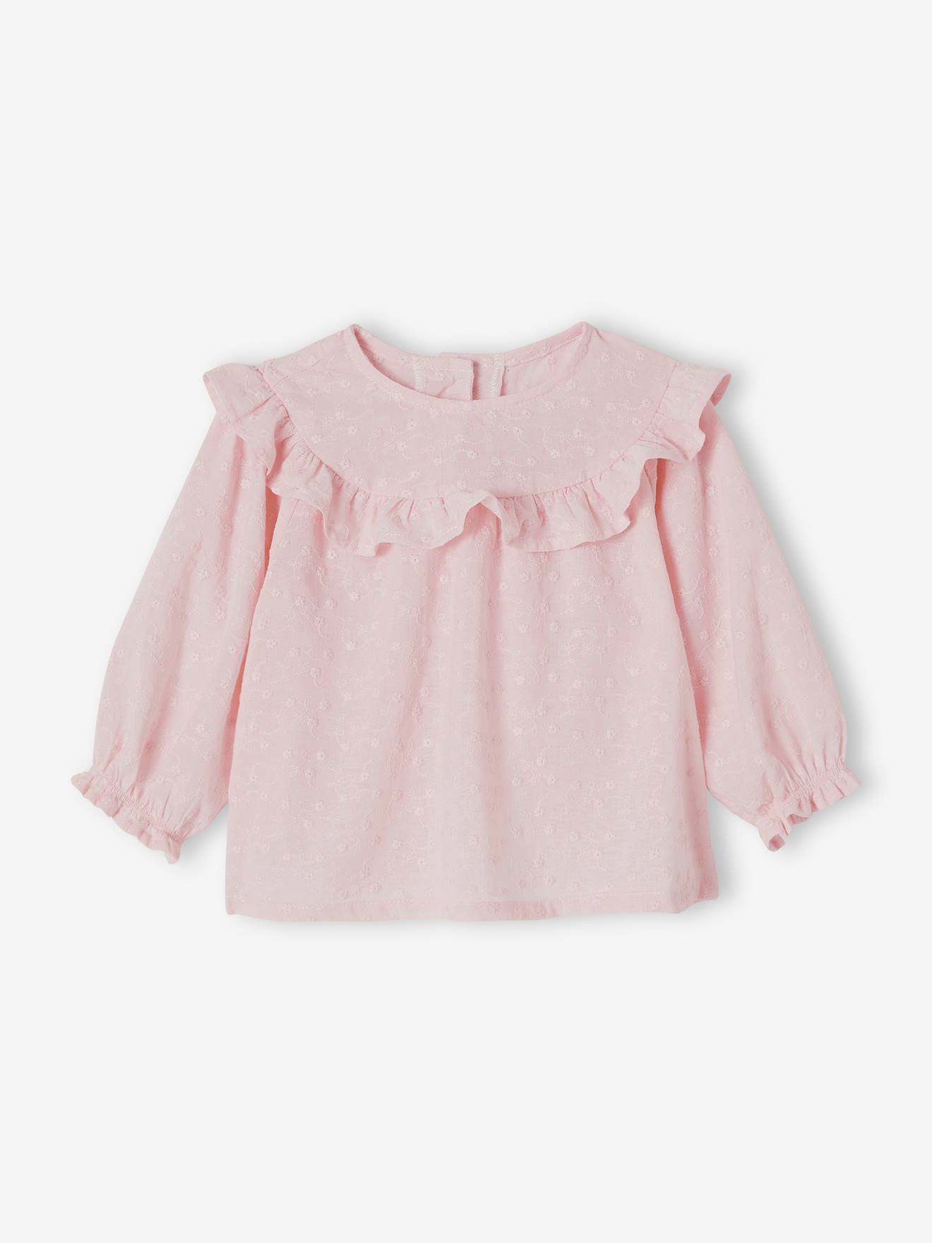 Blusa bordada off-white com babados para bebê