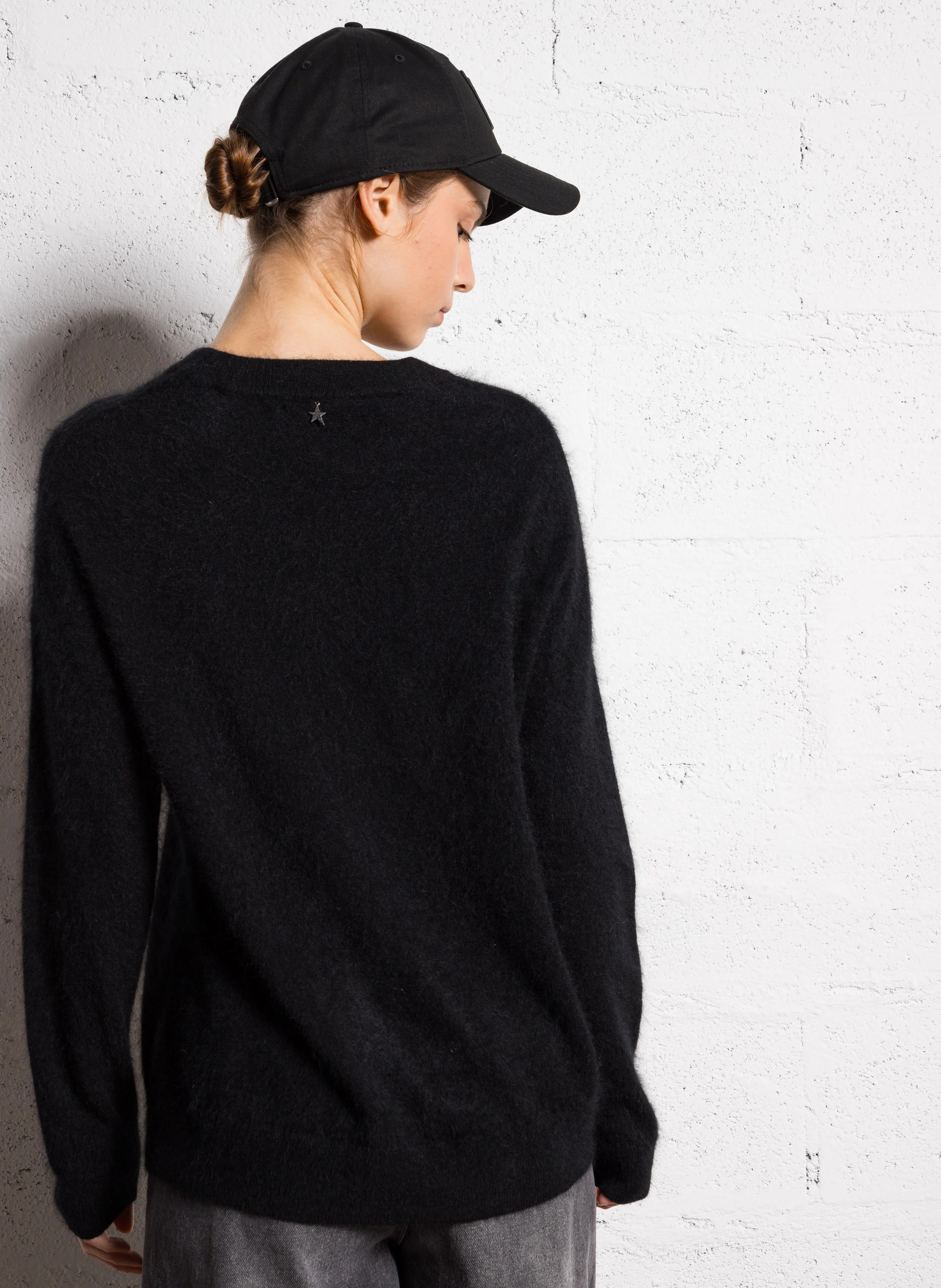 MARINETTY - Pull droit en laine mélangé| Noir