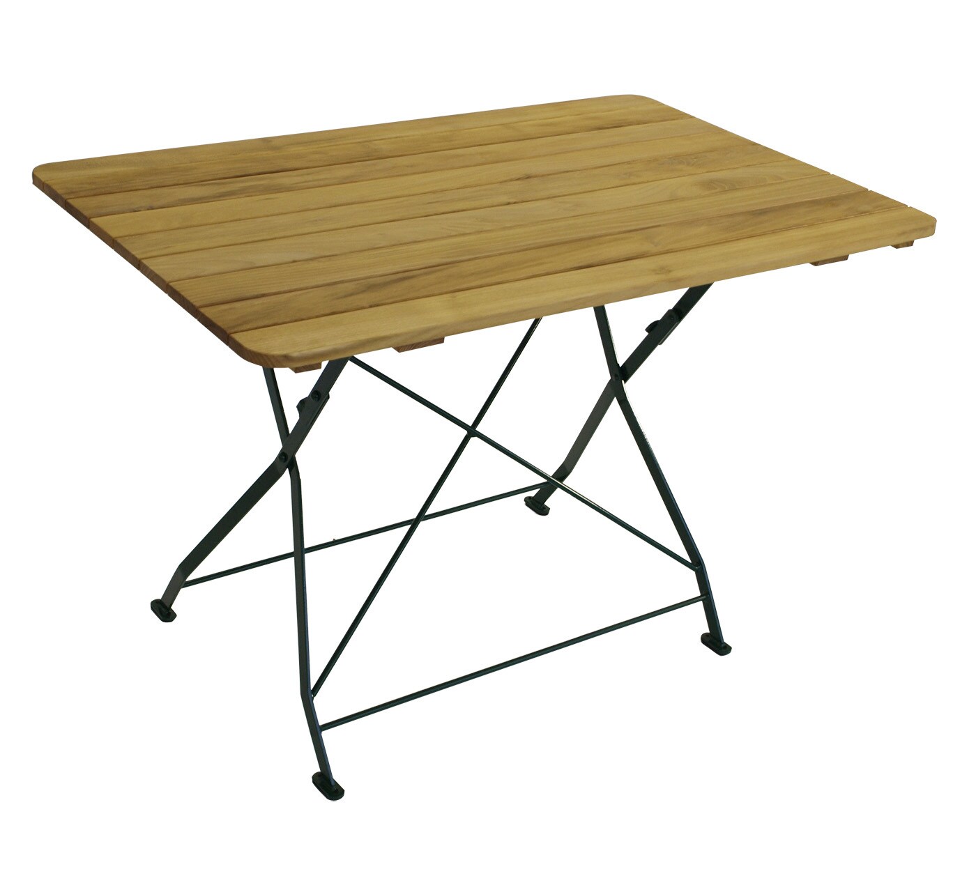 DEGAMO Kurgarten - Garnitur BAD TÖLZ 5-teilig (2x Stuhl, 2x Armlehnensessel, 1x Tisch 70x110cm), Flachstahl grün + Robinie, klappbar