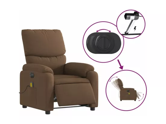 Fauteuil inclinable massant électrique marron tissu