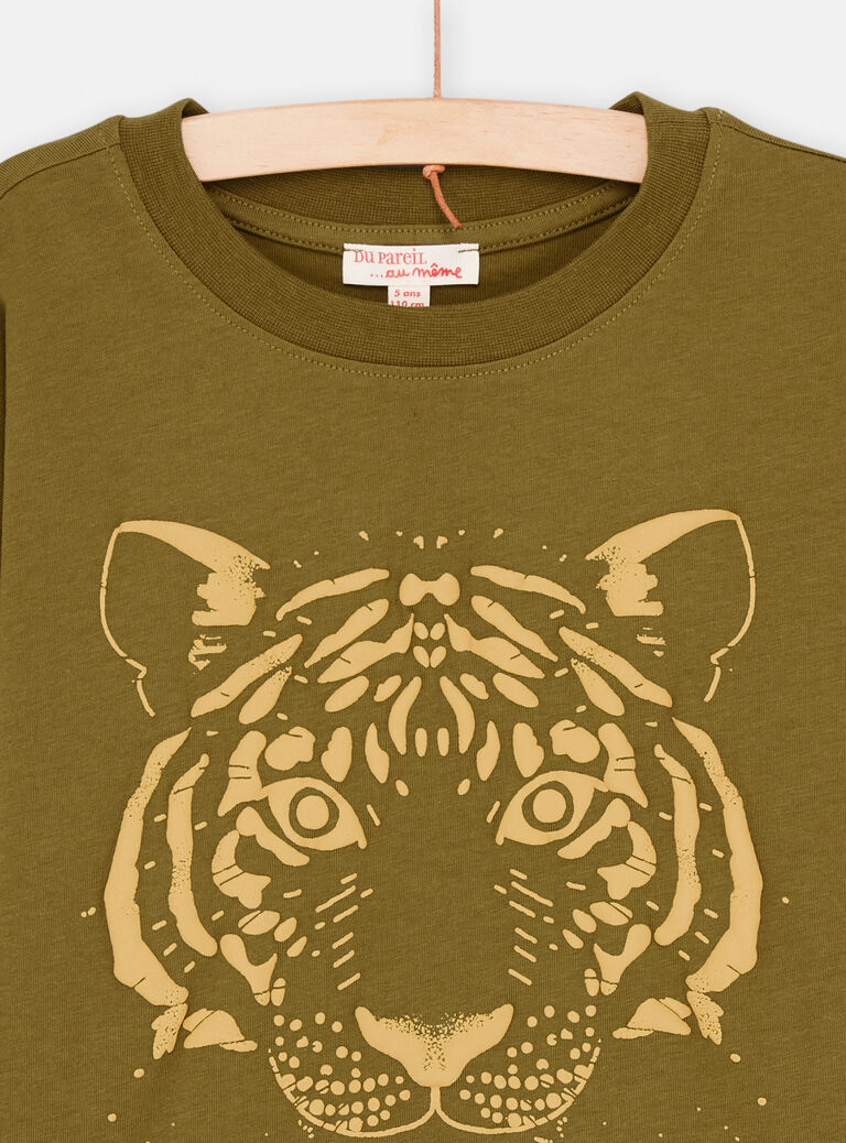 T-shirt kaki à motif tigre garçon